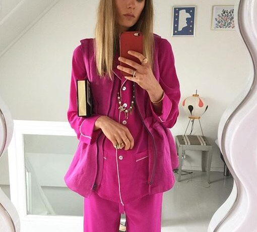 Lights, Camera, Lounge! Celeb Nightwear Inspo Looks for Your Chill Days Caroline Brasch Nielsen Wears Chic Pajamas All Day | Vogue