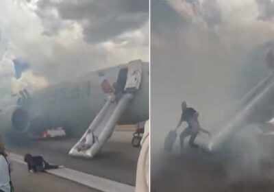 American Airlines Plane Tyre Catches Fire During Landing at Denver ...