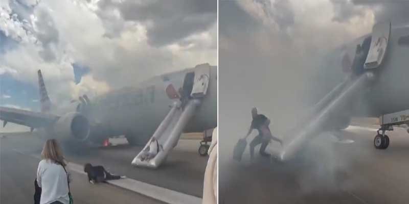 Passengers evacuated after American Airlines aircraft catches hearth at Denver Airport American Airlines Plane Tyre Catches Fire During Landing at Denver ...